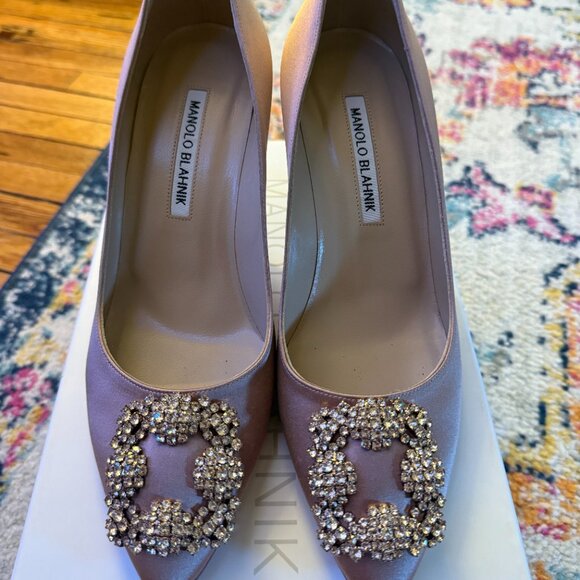 Manolo Blahnik Satin Crystal Embellishment Heels - Picture 6 of 11